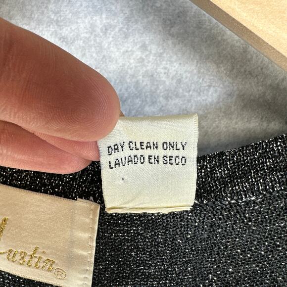 Nina Austin Dress Women Size M Black Sparkle V-Neck Sleeveless Button Front Midi - Picture 8 of 13